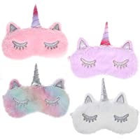 MWOOT 4 Piezas Unicornio Máscara para Dormir- Antifaz suave y ligera para dormir para niñas- adolescentes- mujeres…